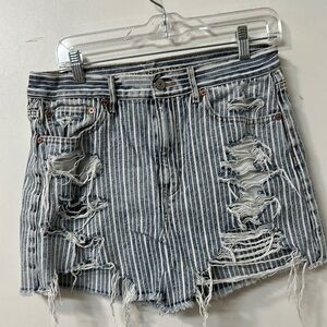 American Eagle Outfitters High Waist Striped Shorts - Black and White boyfriend
